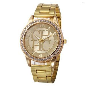 CH Rhinestone Stain Steel Belt Watch Letter Dail Luxury Lady Wristwatch